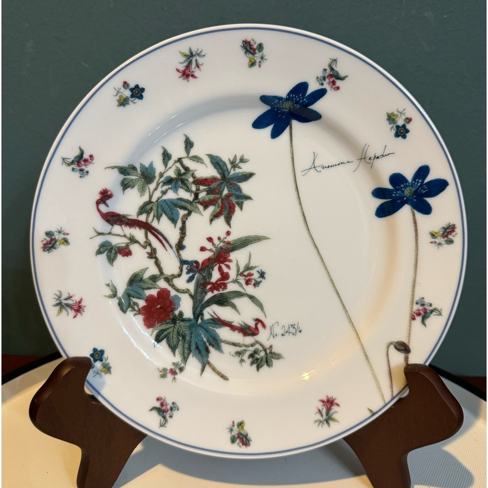Anthropologie 8.25" vintage flower bird dessert salad plate